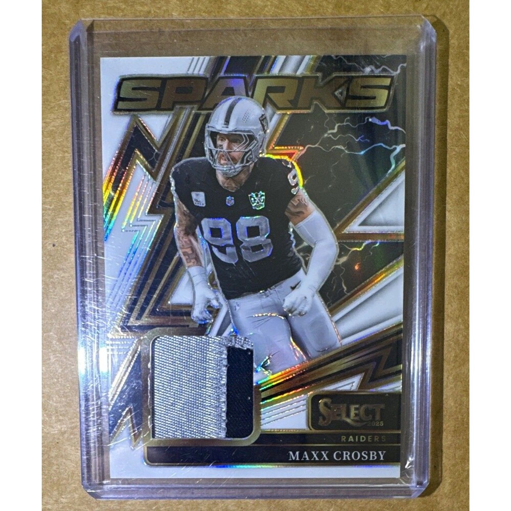 2025 Panini Select Maxx Crosby Sparks White Prizm /99 MEM Raiders #SPK-MCY